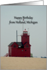 Happy Birthday from Holland, Michigan, Big Red lighthouse card