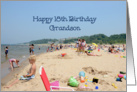 Happy 18th Birthday Grandson, people on the beach card