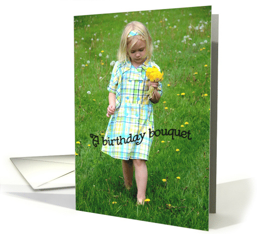 A Birthday bouquet, young girl collecting dandelions card (831237)