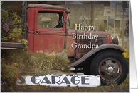 Happy Birthday Grandpa, old vintage truck card