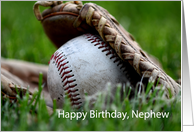 Happy Birthday, Nephew, softball in glove card