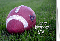 Happy Birthday Son, football in grass card