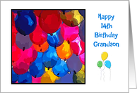 Happy 14th BirthdayGrandson, collection of balloons photo card