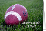 Congratulations Grandson, Football in the grass card