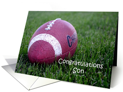 Congratulations Son, Football in the grass card (855844)