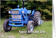 Happy Birthday Son, photo of old blue tractor card