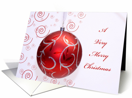 A Very Merry Christmas, red bulb with swirls card (874689)