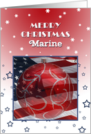 Merry Christmas Marine, Flag and ornament card