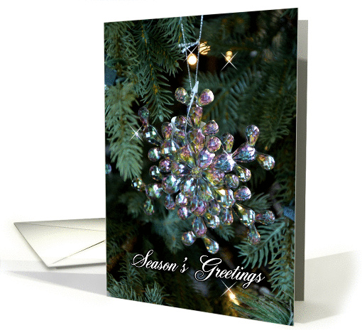 Season's Greetings Ornament, Sparkling Ornament on a tree card
