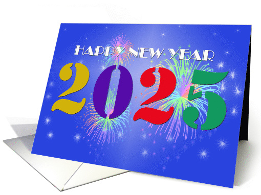 2025 Happy New Year blue background with colorful 2025 card (884075)