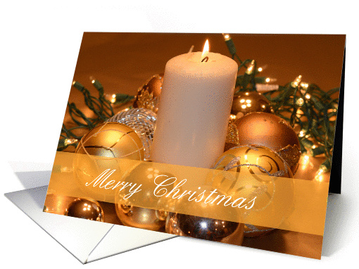 Merry Christmas Lights, candle, ornaments and lights card (884398)