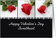 Red Roses Sweetheart Valentine, photos of red roses in the snow card