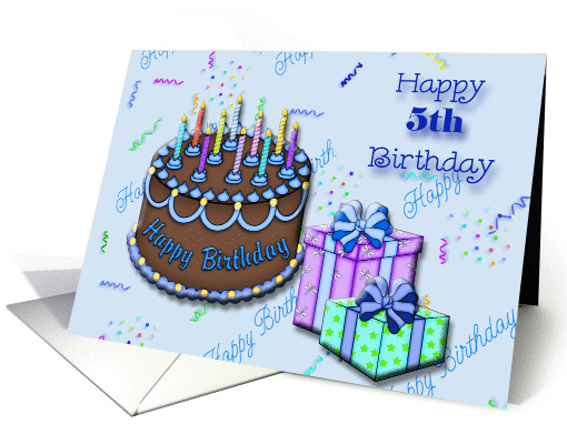 Happy 5th Birthday Blue, Birthday cake, gifts card (892634)