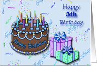 Happy 5th Birthday Blue, Birthday cake, gifts card