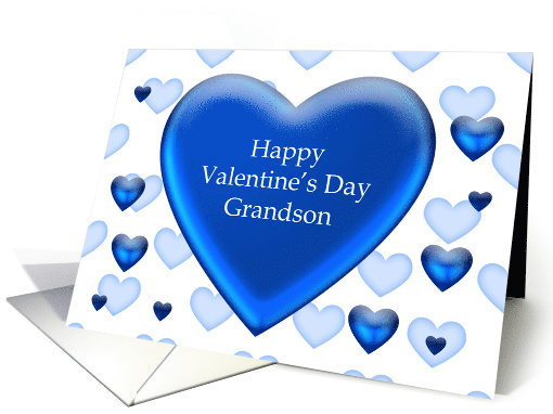 Happy Valentine's Day Grandson, Blue hearts card (893049)
