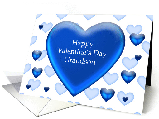 Happy Valentine's Day Grandson, Blue hearts card (893049)