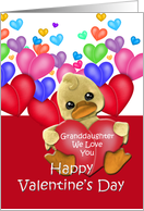 Granddaughter Ducky Valentine, Duck with hearts card