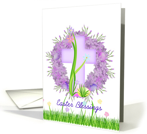 Easter Blessings, cross with wreath card (907118)