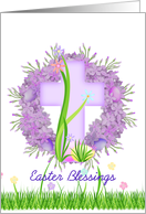 Easter Blessings, cross with wreath card