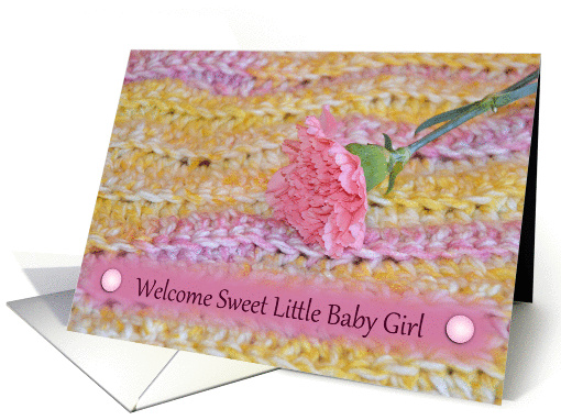 Welcome Baby Girl, flower and crochet card (912110)