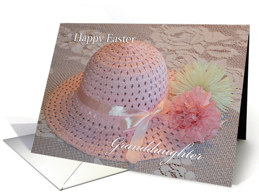 Happy Easter Hat Granddaughter, Easter hat, crochet, and flowers card