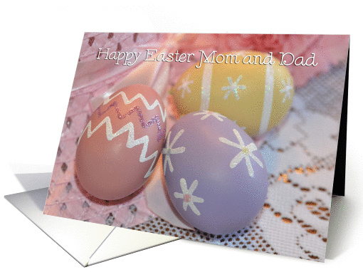 Easter Eggs Mom and Dad, colored eggs card (915099)