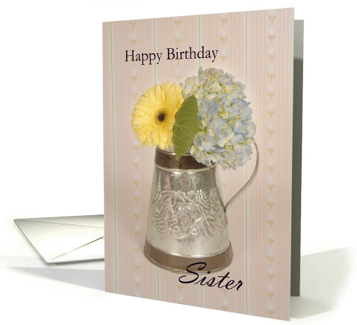 Sister Flowers Vase Birthday, flowers in a vase card (916059)