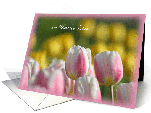 Nurses Day Tulips, pink and white tulips card (921899)