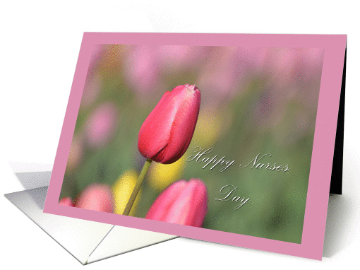 Nurses Day Pink Tulip, pink tulips framed card (921900)