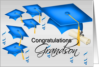 Congratulations for Graduating Grandson, grad hats, streamers, degree card