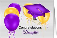 Congratulations For Daughter’s Graduation, Graduation Cap, Balloons card
