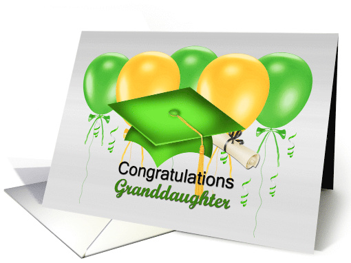 Graduation for Granddaughter With Balloons and Graduation Cap card