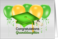 Graduation for Granddaughter With Balloons and Graduation Cap card