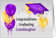 Graduation For Granddaughter With Graduation Cap and Balloons card