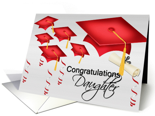 Congratulations Daughter, grad hats, streamers, degree card (923662)