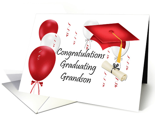 Graduation For Grandson With Graduation Cap and Balloons,... (923666)