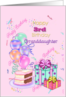 Happy 3rd Birthday Granddaughter, balloons, gifts card