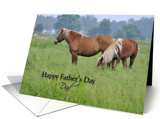 Happy Father's Day Dad, Two Horses in pasture card (931831)