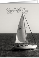 Father’s Day, black & white photo of sailboat card
