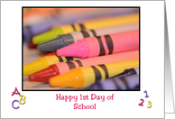 School, 1st Day, crayons, alphabet card