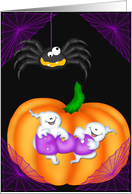 Boo Halloween, Pumpkin, spider, ghosts card