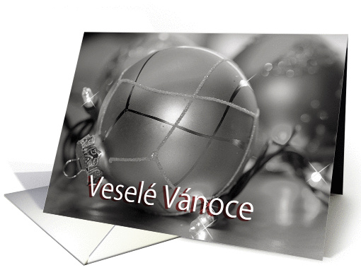 Czech Merry Christmas Ornaments, silver, lights card (957191)
