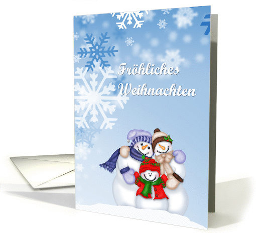 German Snow Family Merry Christmas, snowflakes, snow people card