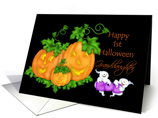Happy 1st Halloween Granddaughter, pumpkins, ghosts card (960135)