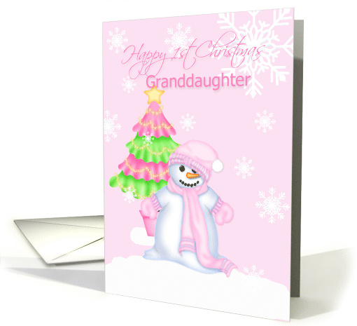 Granddaughter Happy 1st Christmas snowman snowflakes card (960999)