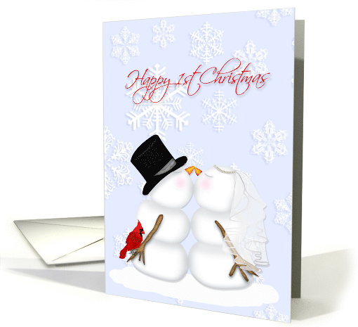 Happy 1st Christmas snow couple snowflakes card (961009)