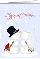 Happy 1st Christmas snow couple snowflakes card