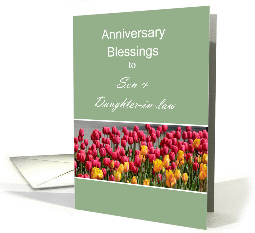 Anniversary Blessings to Son & Daughter-In-Law, Tulips card (961377)