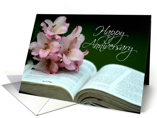 Happy Anniversary, Flowers, Bible card (962485)