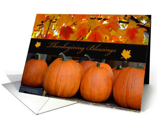 Happy Thanksgiving, From Our Home, leaves and pumpkins card (962507)